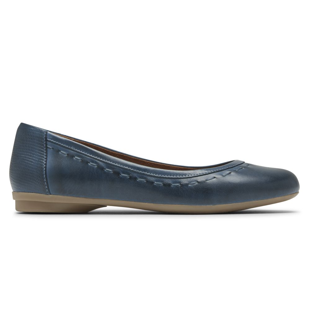 Rockport Women's Cobb Hill Maiika Flat Ballet - Navy - USA (8164AYEWJ)